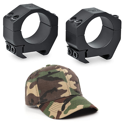 Vortex Optics Precision Match 30mm Ring Set Low .87 in PMR-30-87 w/CF Hat Bundle
