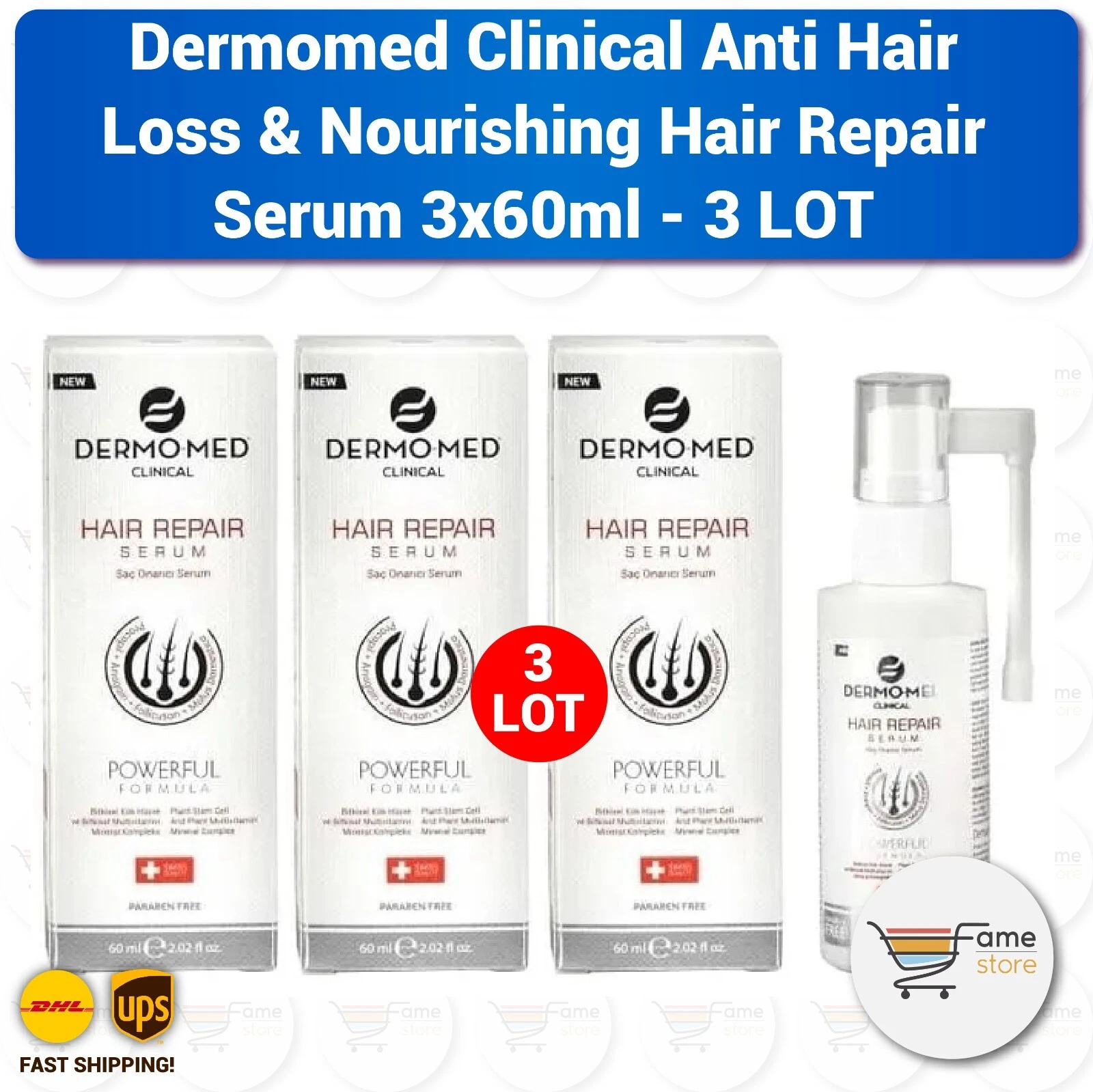 Dermomed Clinical Anti Hair Loss & Nourishing Hair Repair Serum 3 LOT (3x60ml)
Opens in a new window