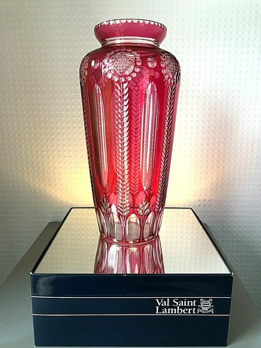 Grand vase dit " Viennois" du Val St Lambert -J.Simon - 1926 - art déco - rouge - Afbeelding 1 van 10