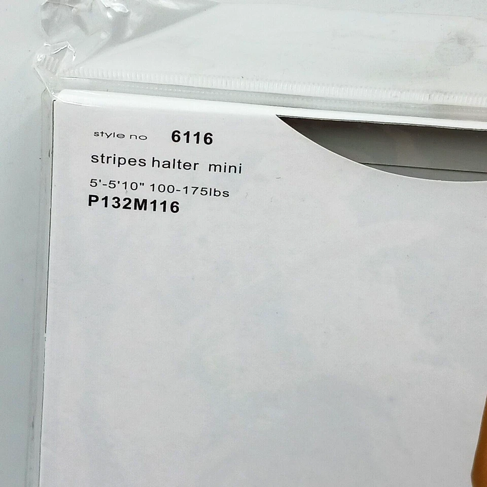 Музыка ноги полоски с бретелью через шею мини-платье женщин один размер 100% нейлона черный/белый новый - Изображение 2 из 4