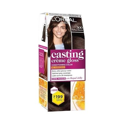 L'Oreal Paris Casting Creme Gloss Small Pack, 300 Darkest Brown 45 Gm FS