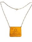 Vtg Silver Tone Bar Chain Necklace Gold Tone Enamel Pendant Figural 20" Estate — photo 1