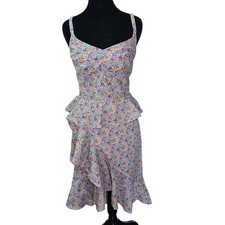 J Crew Liberty Fabric Floral Midi Dress Womens 2 Ruffle Peplum Cottagecore