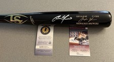 Christian Yelich Brewers Signed Louisville Slugger Pro-Model Bat JSA USASM