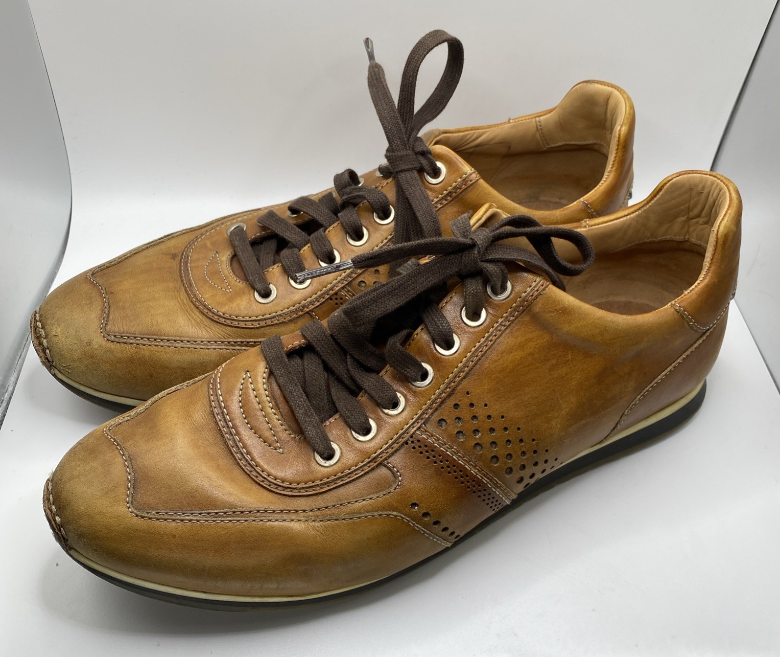 MAGNANNI Pueblo Brown Cognac Leather Sneaker Size Men’s 9.5 M 15745 *No Insoles
