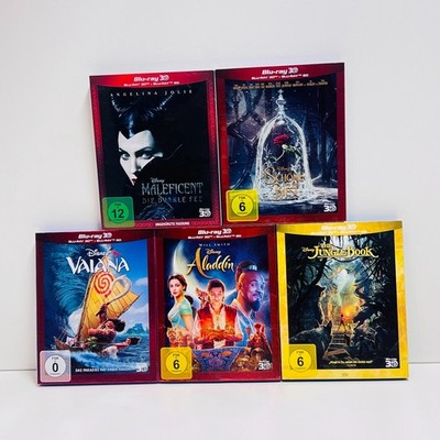 5 x Blu-Ray 3D + 2D - Disney - Die Schöne und das Biest The Jungle Book Aladdin