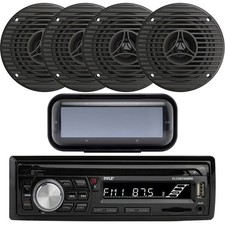 Pyle PLCDBT95 Single-DIN CD/MP3 Marine Receiver, 4x 3.5" 75W Full-Range Speakers