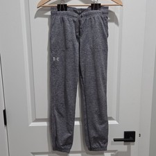 Under Armour Boys Jogger Pants Gray YM Loose Drawstring Elastic Waist Logo