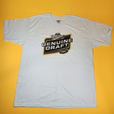 Miller Genuine Draft T-Shirt Size XL White Gildan Heavyweight Adult Beer Promo