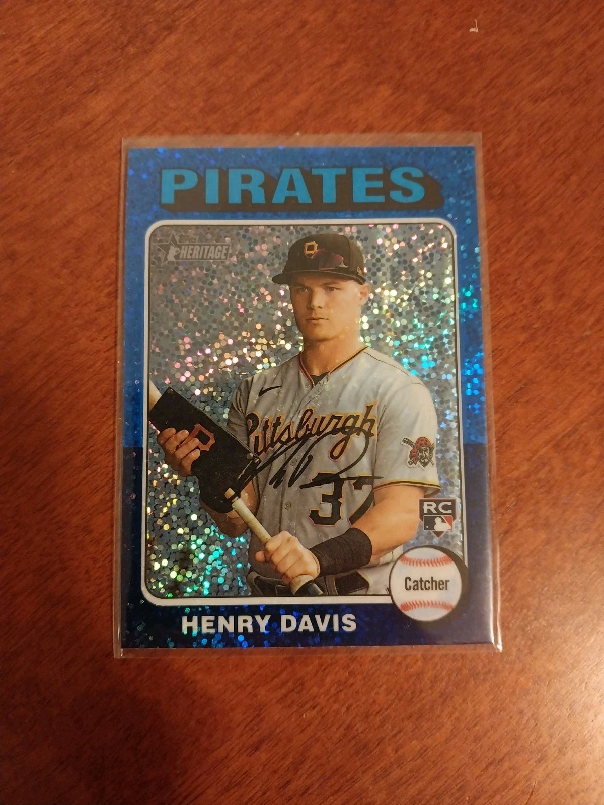 Henry Davis 2024 Topps Heritage Chrome Blue Sparkle RC #415