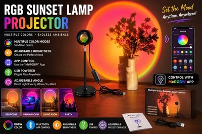 Sunset Lamp Projector with APP Control - 21 Color Changing LED Sunset Light, 180