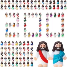 Bememo 100 Pcs Jesus Toys Little Figurine Comprehensive Colors 