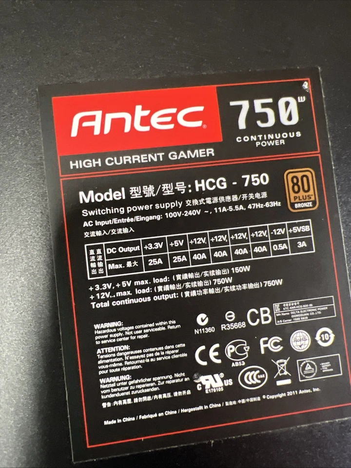 750w Antec High Current Gamer HCG-750M 80 Plus Bronze Power Supply - Image 2 of 4