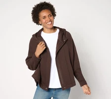 Peace Love World French Terry Zip Front Hooded Jacket Mole L New