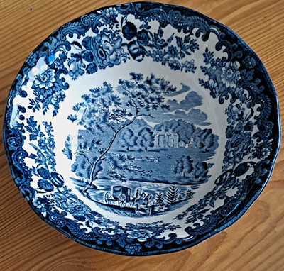 Royal Worcester Palissy Avon Scenes Schale rund blau-weiß Keramik England
