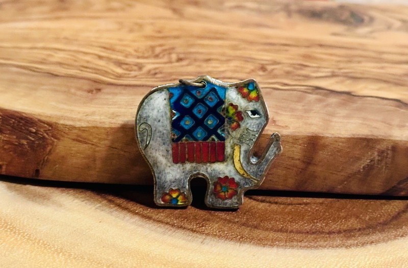 Vintage Enamel Elephant Pendant