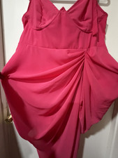 PRETTYLITTLETHING Women’s Plus US 18 Pink Draped Sheath Dress Strappy Sleeveless