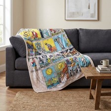 Tarot Card Collage 48 x 60 Inch Fleece Throw Blanket Nwt Excellent Arcane Nice