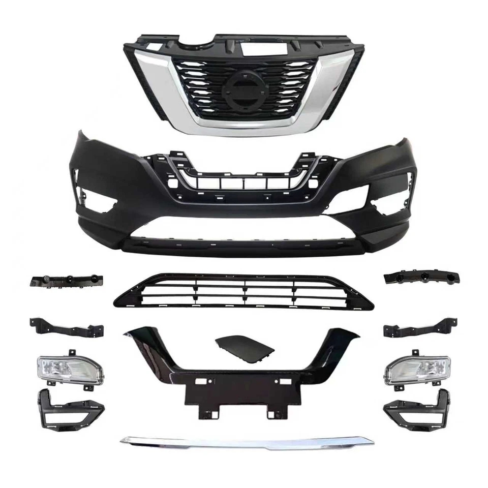 Complete Front Bumper Cover Grill Molding Fog Light For 2017-2020 Nissan Rogue Foto 2 de 4