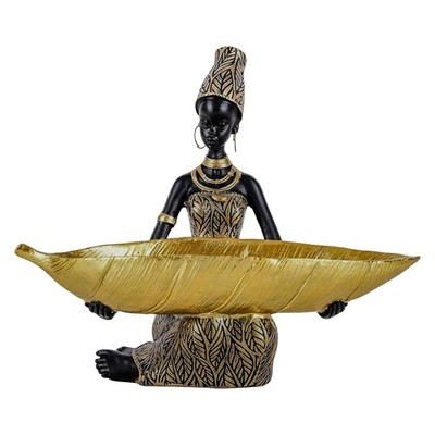 XIYOUQI African Tribal Lady Holders Figurine - Resin Gold Statue for Home Dec...
