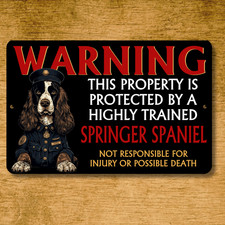 Springer Spaniel Security Sign Warning Property guard dog outdoor funny metal