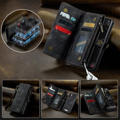 2-in-1 Removable Magnetic Flip Leather Card Wallet Case Cover For Cell Phones - Image 1 of 4