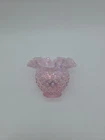 VINTAGE FENTON GLASS PINK OPALESCENT  RUFFLED HOBNAIL VASE