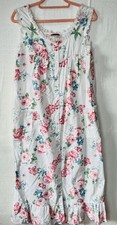 NOS VTG FRENCH COUNTRY COTTAGECORE PINK WHITE ROMANTIC ROSE COTTON NIGHTGOWN S/M