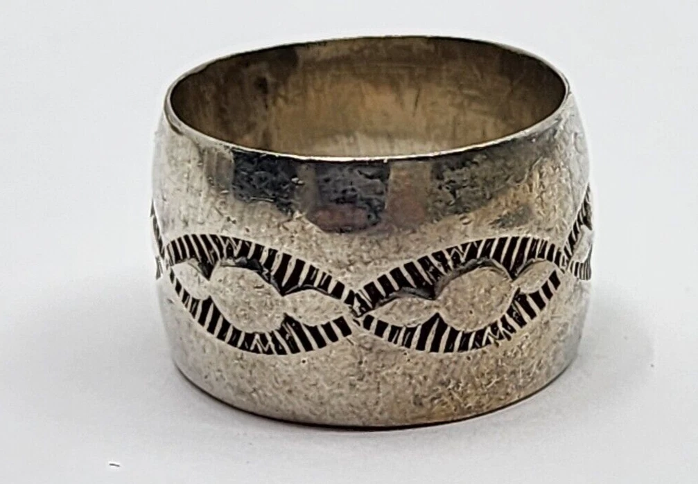 Vintage Navajo Sterling Silver Wide Cigar Band Ring Size 7