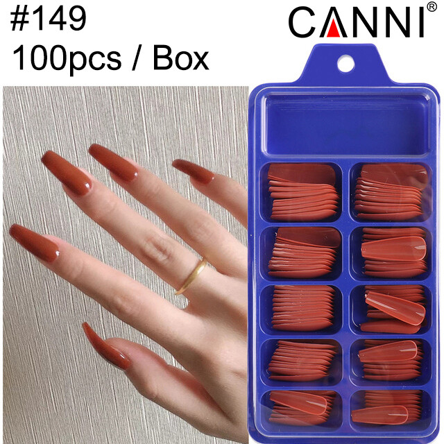 CANNI 100pcs Long Coffin False Full Cover Fake Nail Extension Acrylic canni-100pcs-long-coffin-false-full-cover-fake-nail-extension-acrylic