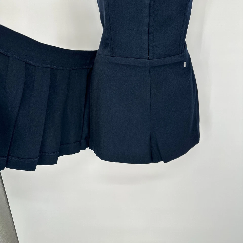 LUSH Mameluco Plisado Mujer Pequeño Azul Medianoche Corsé Top Mini Vestido Ambiente Y2K Foto 4 de 4