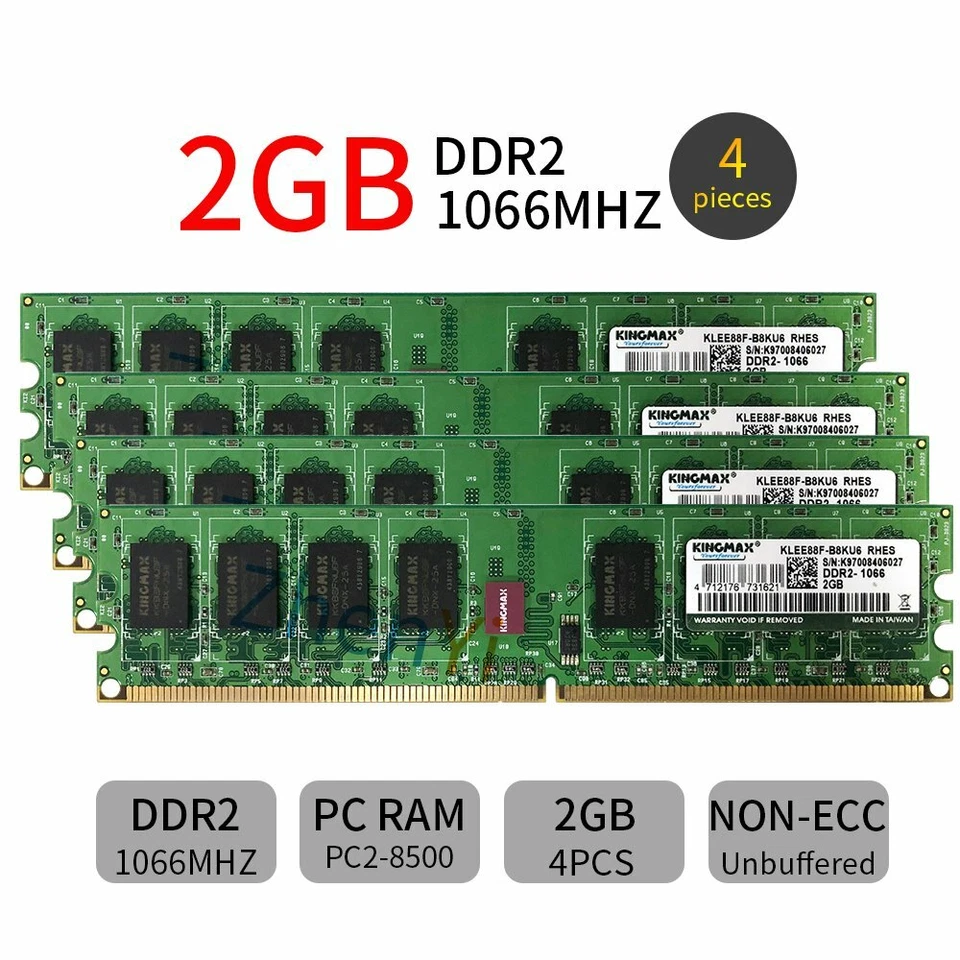 8GB 4GB 2G DDR2 1066MHz PC2-8500 240Pin DIMM Memory Overclock For Kingmax BT LOT - Image 2 of 4