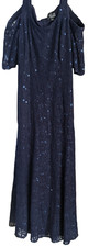 Alex Evenings Navy Blue Lace  Sequins Cold Shoulder Dress Sz 18W