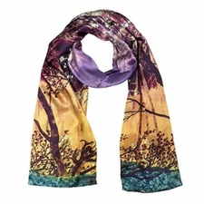 Wrapables Luxurious 100% Charmeuse Silk Long Scarf, The Clearing