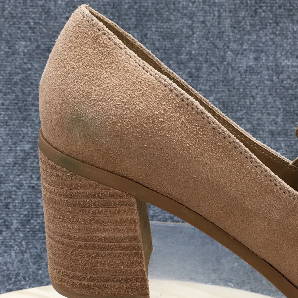 Joie Zapatos Mujer 9M Wevenly Mocasín Cuero Marrón Tacones Bloque Informales Sin Cordones NUEVO Foto 2 de 4