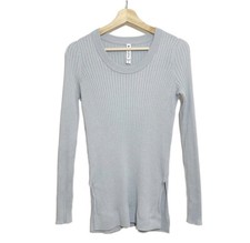 Athleta Lincoln Park Glacial Blue Ribbed Knit Pullover Sweater Long Sleeves Sz S