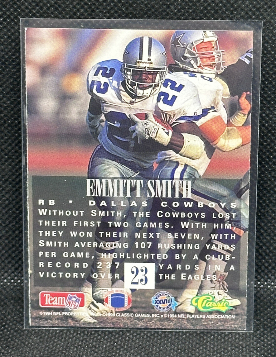 Emmitt Smith 1994 Classic #23 NFL Experience Dallas Cowboys Emmitt Smith 1994 Classic #23 NFL Experience Dallas Cowboys