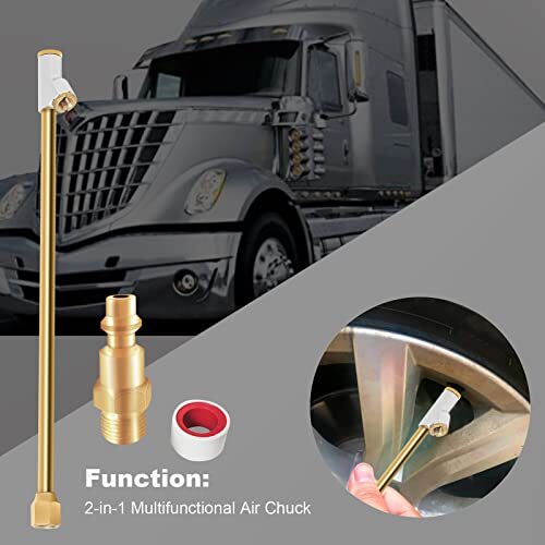 Semi Truck Tire Pressure Gauge with Extended 12 Air Chuck for Inflating