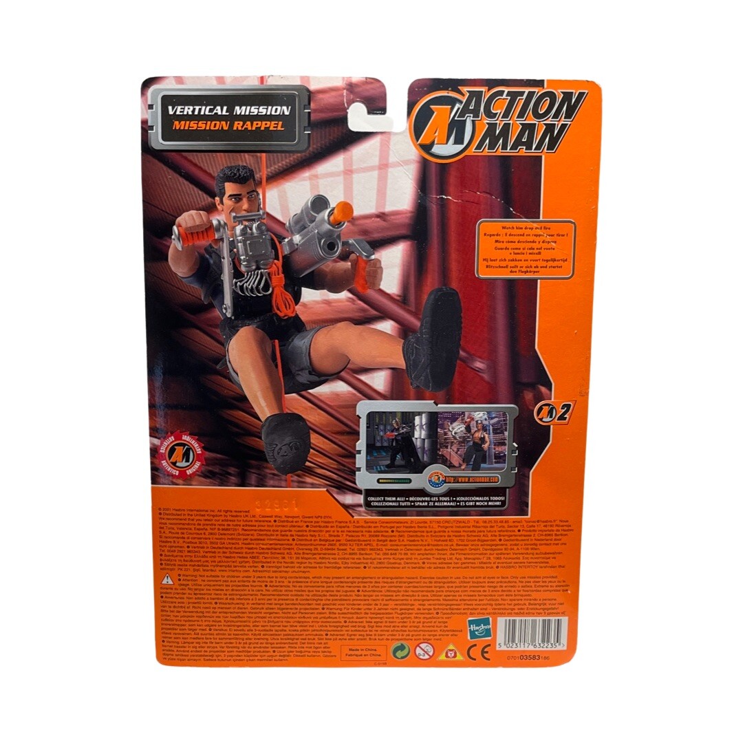 Figurine Action Man Vertical Mission, Hasbro 2001, Mission Rappel, Neuve Sous Blister