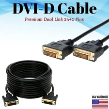 DVI-D to DVI-D Cable Dual Link Male to Male DVI 24+1 Pins Monitor Display Cord