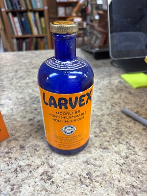 Vintage 1930's Labeled Bottle In Box~Larvex Spray Moth Proof New Brunswick, NJ