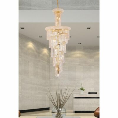Crystal Chandelier Large Spiral Entryway Foyer Dining Room Light Fixture 60''