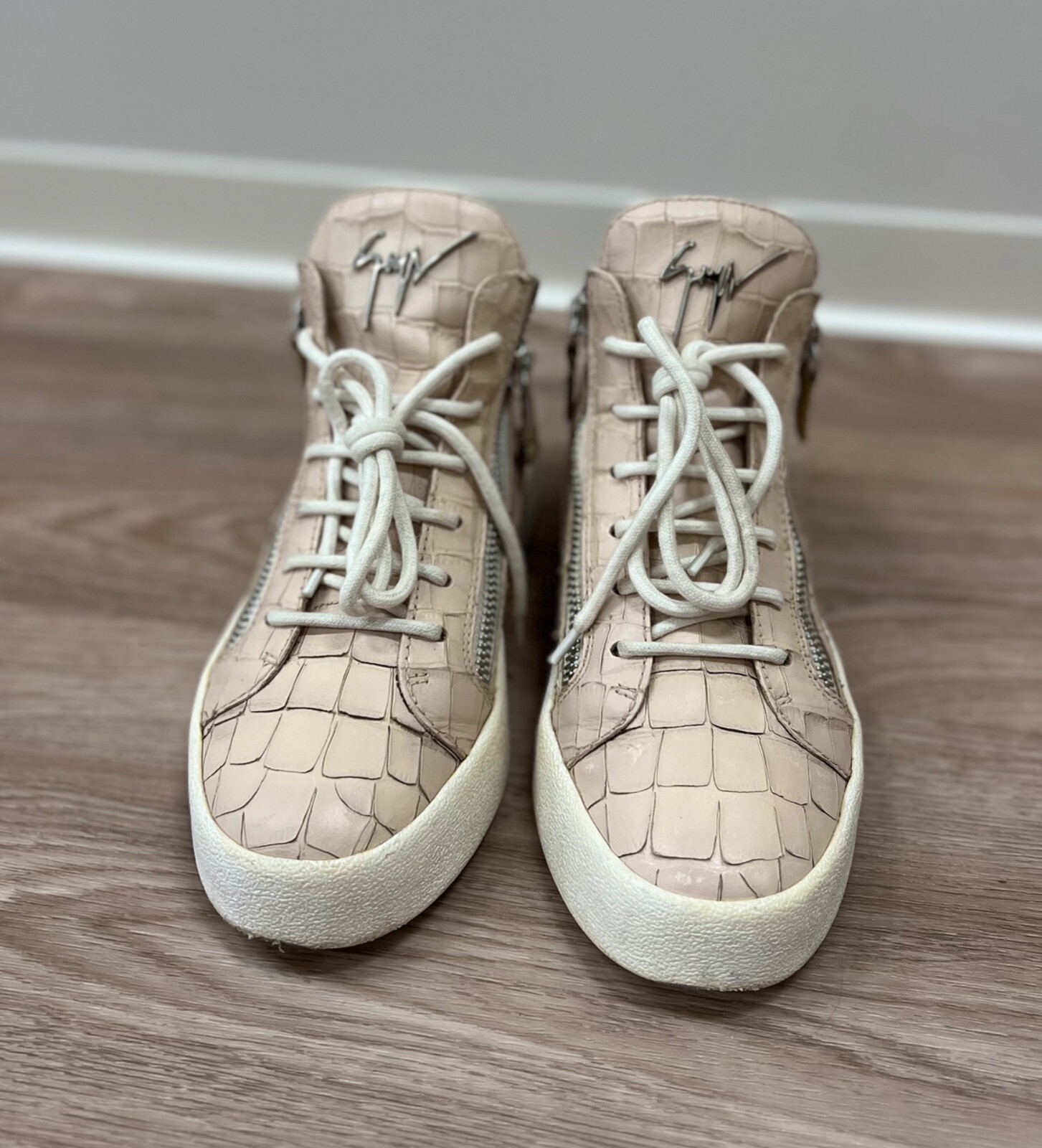 Giuseppe Zanotti Leather Python High Top Sneakers - image 3