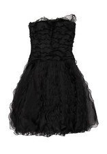 Oscar de la Renta Vintage Black Ruffle Strapless 2000’s Mini Dress Size 4