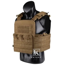 KRYDEX Plate Carrier Tactical Heavy Duty MOLLE Vest Coyote Brown w Mag Pouch