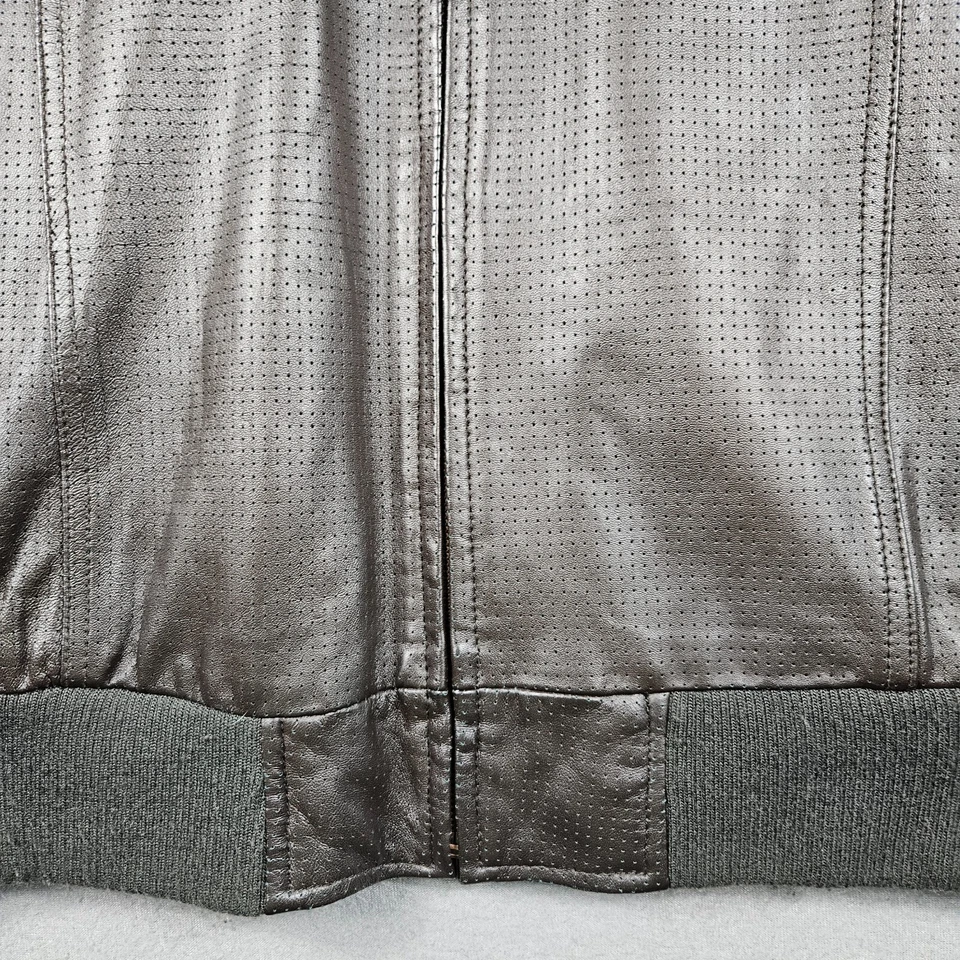 Chaqueta de cuero Live Mechanics para hombre 2XL marrón Rockabilly Biker Y2K Foto 4 de 4