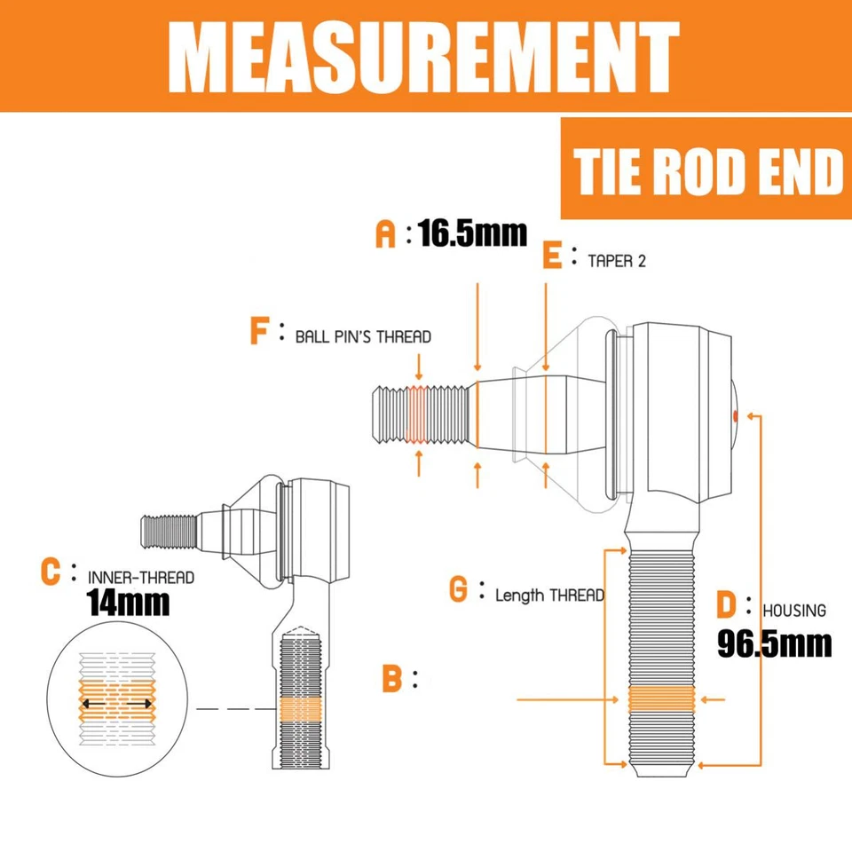 Rack Track Tie Rod End Outer For Isuzu D-MAX DMAX 2WD 4WD 2012-2018 - Image 3 of 4