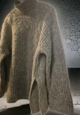 H.M Mohair Wool Blend Gray Turtleneck Slits On Each Side Oversized Sweater M