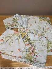 Vtg Sears Cottagecore Full Perma Prest Percale Sheet Set Blue Flower Butterfly