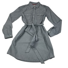 GAP Sandra Shirtdress Women's S Raw Indigo Stripe Long Sleeve Belted 100%C Dress